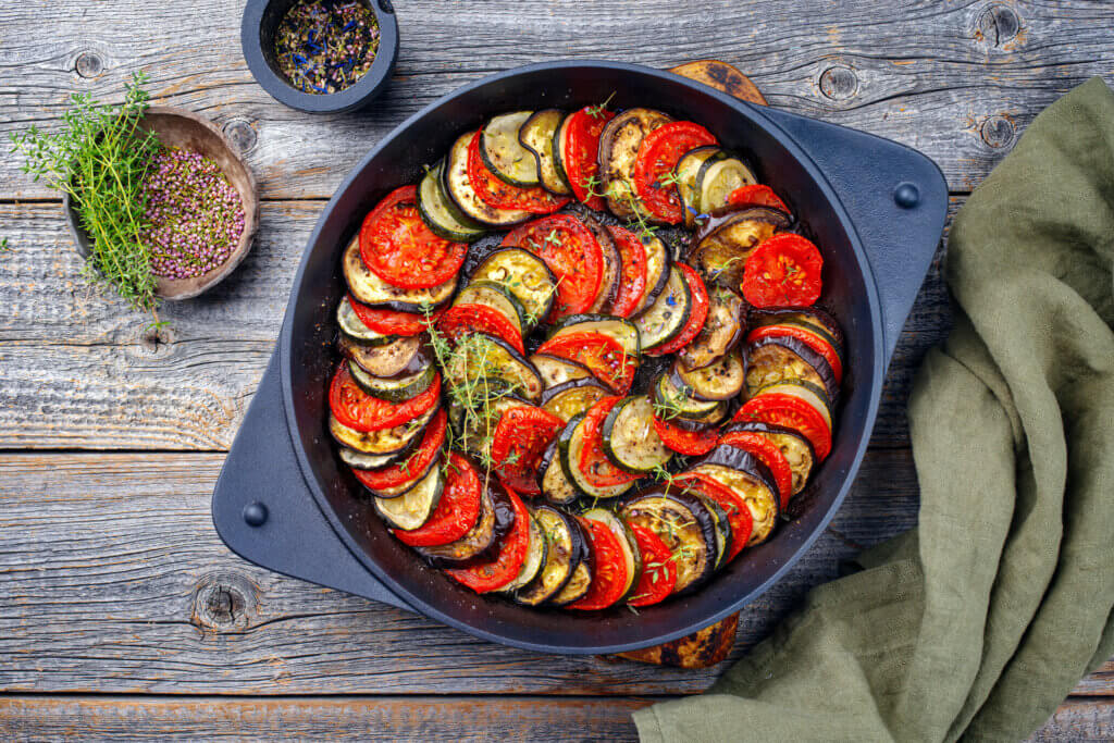 Roasted vegetables serve as a heart healthy meal.